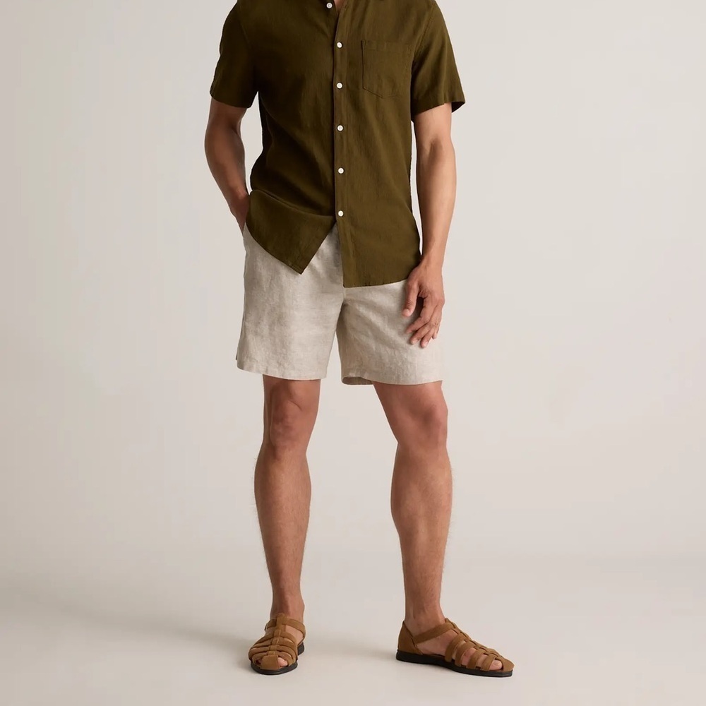 Ted Baker Men’s Chino Linen Cotton Blend Tan Flat Front Shorts 32